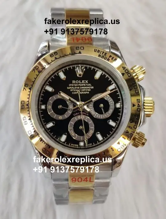 Rolex Daytona Two Tone Black Dial Replica Watch | Ref. 116503